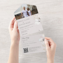 Moderne Wildblumen Aquarell Foto QRCode Hochzeit
