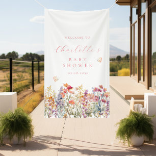 Moderne, Wildblumen-Baby-Shower-Willkommen  Banner