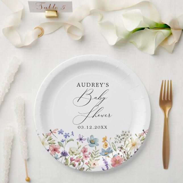 Moderne Wildblumen Blumenbücher für Kinder Pappteller (Hochzeit)