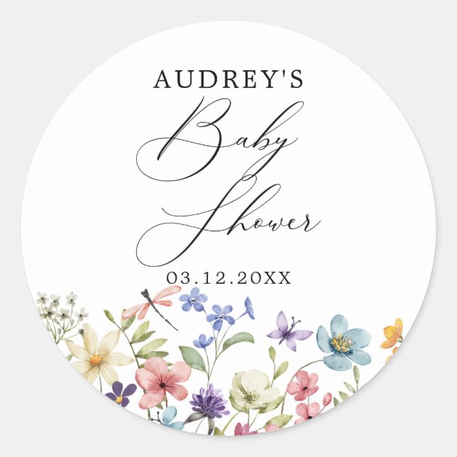 Moderne Wildblumen Blumenbücher für Kinder Runder Aufkleber (Vorderseite)