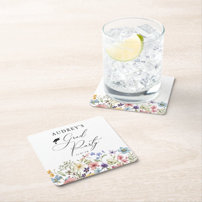 Moderne Wildblumen Blumengrad Party Rechteckiger Pappuntersetzer (Vor Ort)