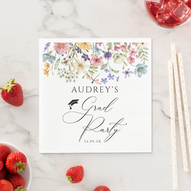 Moderne Wildblumen Blumengrad Party Serviette (Beispiel)
