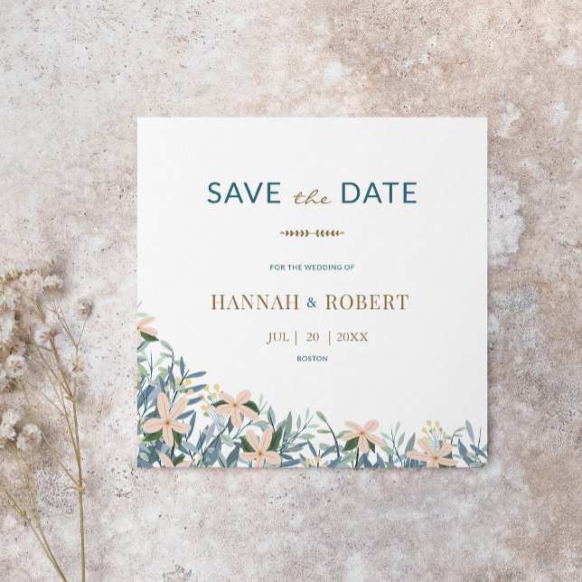 Moderne Wildblumen-Botanische-Hochzeitsspende Save The Date (Von Creator hochgeladen)