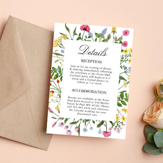 Moderne Wildblumen - Eintrittskarte für Hochzeitde Einladung (Von Creator hochgeladen)