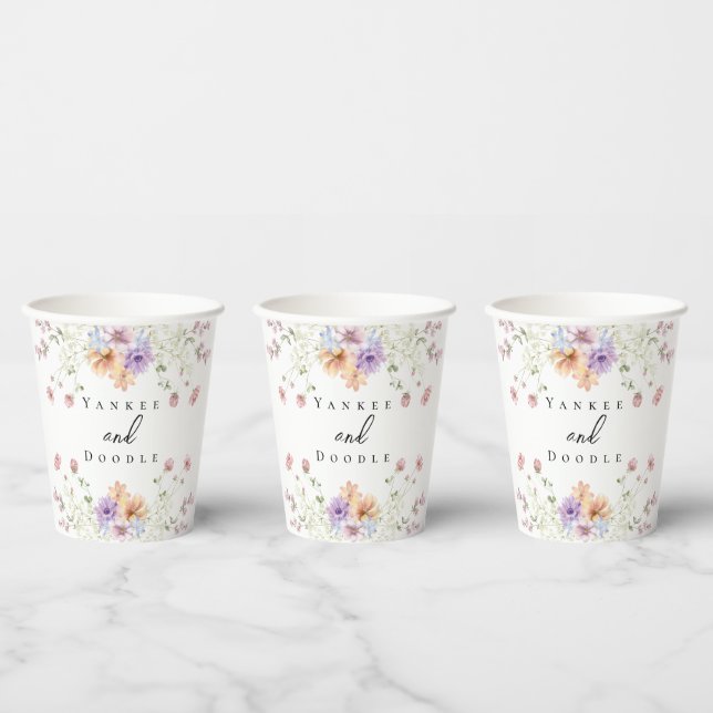 Moderne Wildblumen-Frühlingshochzeit Pappbecher (Multi)