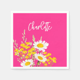 Moderne Wildblumen für Monogramm Serviette