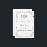Moderne Wildblumen Monogram White Wedding Save The Date<br><div class="desc">Schöne,  einfache und süße Wildblumen,  die einen subtilen Rahmen um diese hübsche Hochzeit Save the Date Karte. Reinigen Sie den weißen Hintergrund. Fügen Sie oben auf dieser hübschen Erinnerung Ihre ersten Monogramme hinzu.</div>
