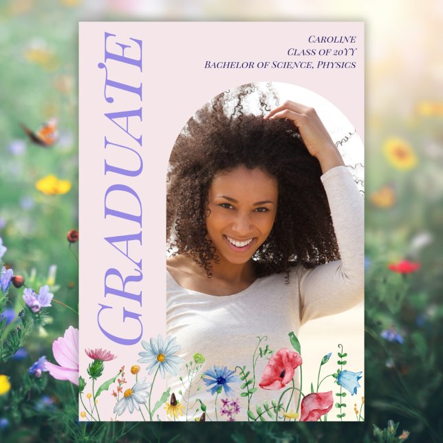 Moderne Wildblumen Rosa Abschluss 2025 Arch Foto Ankündigung (Von Creator hochgeladen)