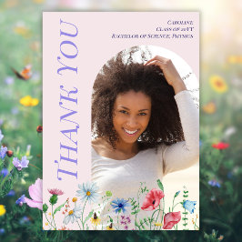 Moderne Wildblumen Rosa Abschluss 2025 Arch Foto Dankeskarte