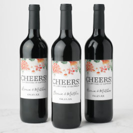 Moderne Wildblumen Wasserfarben Trendy Flora Wine Weinetikett