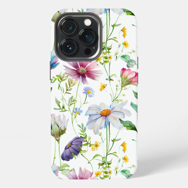 Moderne Wildblumenmuster  iPhone 13 Pro Hülle (Hinten)