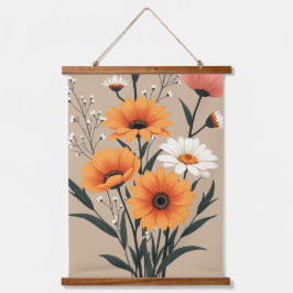 Moderne Wildblumenstrauß Botanische Blumen Wandteppich Mit Holzrahmen