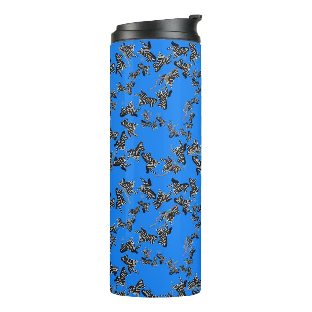 Moderne wilde blaue Zebra Thermosbecher (Nach links gedreht)