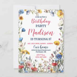 Moderne wilde Blumen Geburtstagseinladung Boho flo Einladung