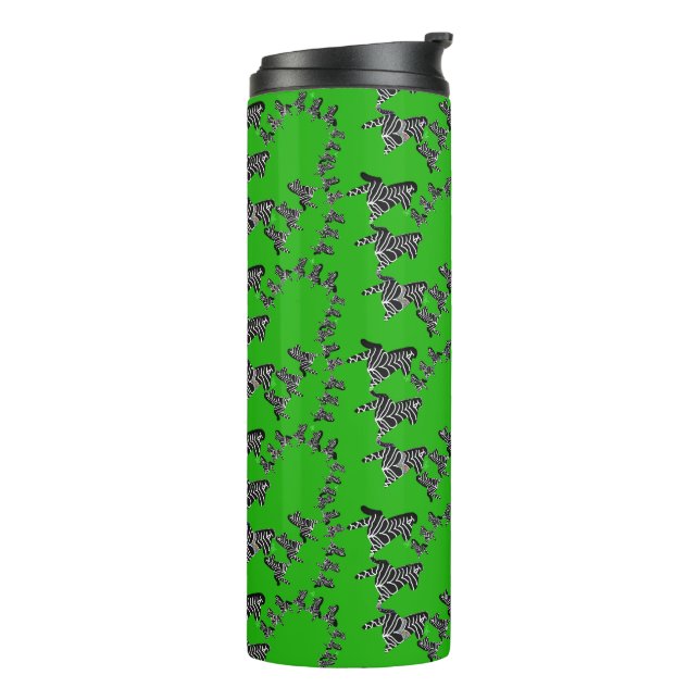 Moderne wilde grüne Zebra Thermosbecher (Nach links gedreht)