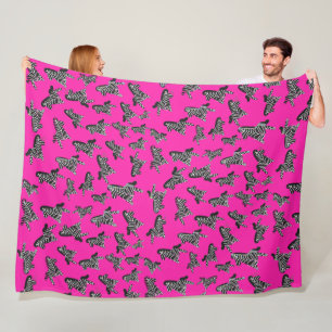 Moderne wilde pinke Zebras Fleecedecke