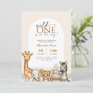 Moderne wilde Safari-Tiere Baby-Party Einladung
