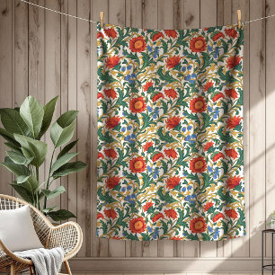 Moderne William Morris Style Rich botanische Motiv Fleecedecke