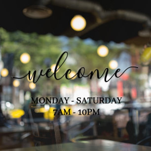 Moderne Willkommensanzeige im Schaufenster Fensteraufkleber