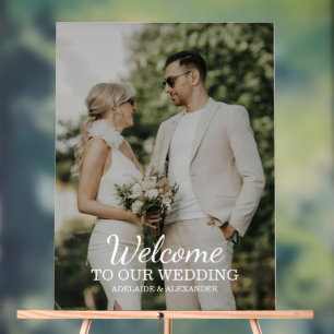 Moderne Willkommensfoto-Hochzeit Acrylschild