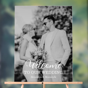Moderne Willkommensfoto-Hochzeit Acrylschild