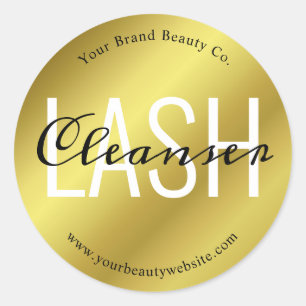 Moderne Wimpernreiniger Faux Golden Produktlabel Runder Aufkleber