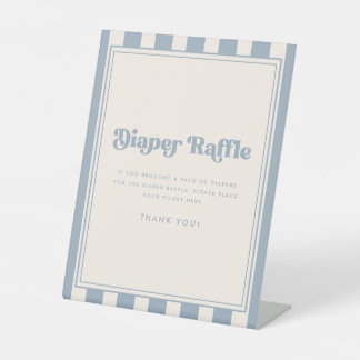 Moderne Windelverlosung gestreift blau Baby Shower Sockelschild