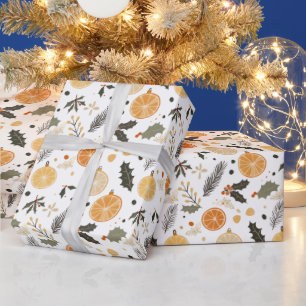 Moderne Winter-Baby-Party mit getrockneten Zitrusf Geschenkpapier