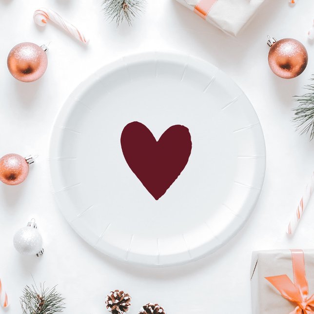 Moderne Winter Festive Burgundy Red Baby Dusche Pappteller (Von Creator hochgeladen)