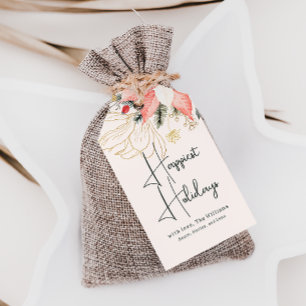Moderne Winter floral glücklichste Ferien Familie Geschenkanhänger