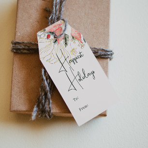 Moderne Winter florale schönste Ferien von und zu. Geschenkanhänger