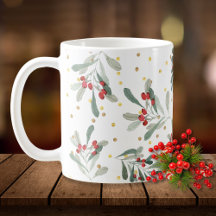 Moderne Winter Holiday Botanicals Gold Dots