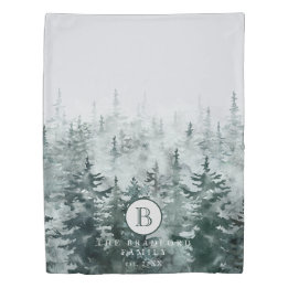 Moderne Winter Rustikale Wasserfarbengrün Monogram