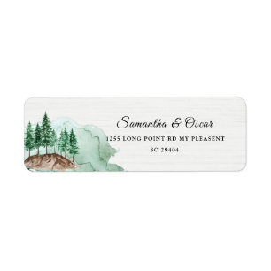 Moderne Winter-Wasserfarbe-Wald-Grün-Natur-Etikett