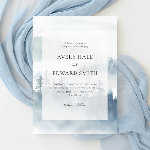 Moderne Winterblaue Minimalistische Hochzeit Einladung