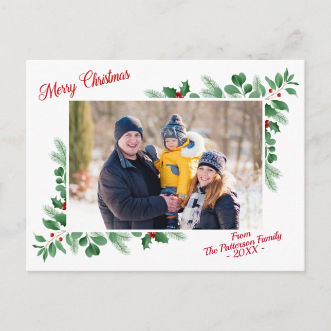 Moderne Winterfolien Frohe Weihnachten Foto Postkarte (Vorderseite)