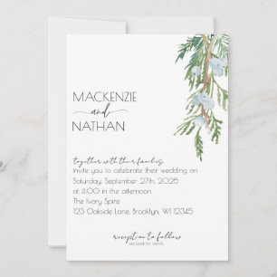 Moderne Winterhochzeit Mattierte Berries Einladung