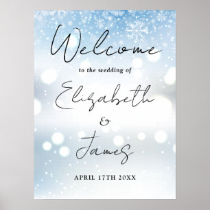 Moderne Winterhochzeit-Willkommensanzeige in Schre Poster