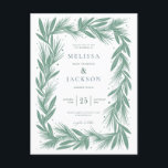 Moderne Winterkranz-Rahmen mit Grün Postkarte<br><div class="desc">Moderne Winterkranz-Rahmen Hochzeitswintergrün</div>