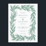 Moderne Winterkranz-Rahmen mit Grün Postkarte<br><div class="desc">Moderne Winterkranz-Rahmen Hochzeitswintergrün</div>