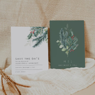 Moderne Winterlandschaft Save the Date Einladung