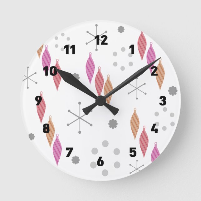 Moderne Winterschmuck aus dem Mittelalter Runde Wanduhr (Vorderseite)