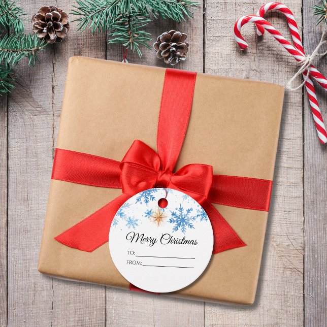 Moderne Winterschneeflocke Frohe Weihnachten Geschenkanhänger (Von Creator hochgeladen)