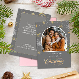 Moderne Winterschneeflocken Foto Grau Weihnachten