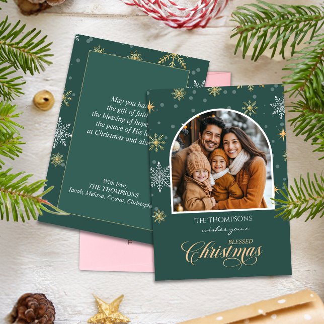 Moderne Winterschneeflocken Foto Grün Weihnachten (Von Creator hochgeladen)