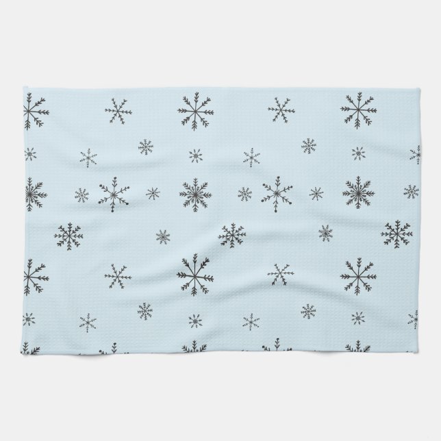 Moderne Winterschneeflocken Geschirrtuch (Horizontal)