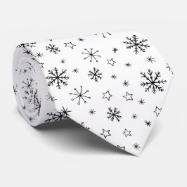 Moderne Winterschneeflocken Schwarz/Weiß Krawatte