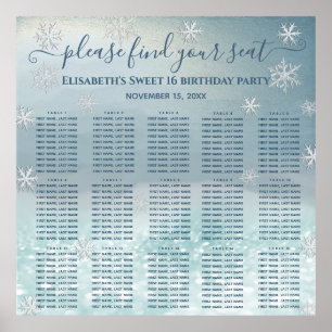 Moderne Winterwunderland-Sitzkarte 15 Tische Poster