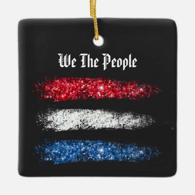 *~* Moderne WIR DIE MENSCHEN - Amerikanische Flagg Keramikornament (Vorderseite)