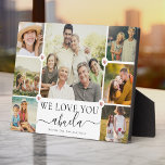 Moderne Wir Liebe Sie Abuela Familie Foto Collage Fotoplatte<br><div class="desc">Ein elegantes,  modernes Muttertagsgeschenk: Eine trendige Instagram Foto Collage-Plakette,  die WIR IHNEN ABUELA in hübscher Handschrift neben Ihren Namen vorliest,  und 7 Ihrer Lieblingsfotos,  die durch die süßen gedruckten Rose Goldherzen für die beste Oma aller Zeiten hervorgehoben werden.</div>